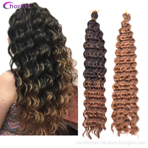 Hot Sale Natural Black 22/28inch Loose Deep Water Wave Bundles Ombre Synthetic Braiding Hair Crochet Braids Hair Extensions
